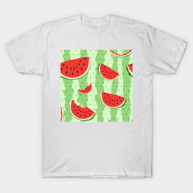 Watermelons with a green background T-Shirt by SemDesigns